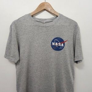 NASA Men's Gray Crew Neck T Shirt Graphic Print Size S